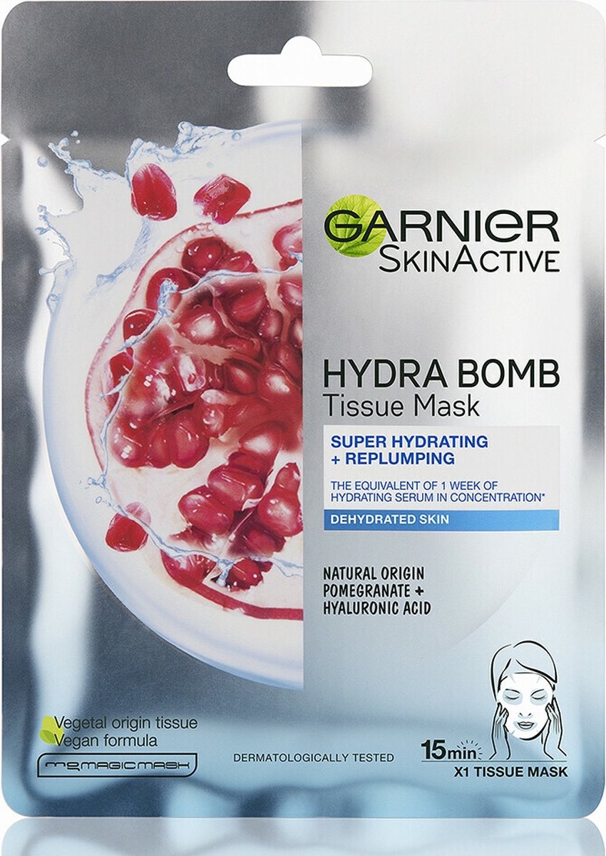 Garnier SkinActive Hydra Bomb Sheet Mask met Granaatappel - Gezichtsmasker  – Tissue... | bol