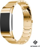 Stalen Smartwatch bandje - Geschikt voor Fitbit Charge 2 luxe metalen bandje - goud - Strap-it Horlogeband / Polsband / Armband
