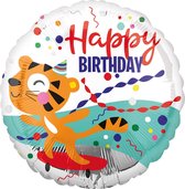 Amscan Folieballon Happy Tiger Birthday Junior 43 Cm Wit