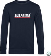 Subprime - Heren Sweaters Sweater Stripe Navy - Blauw - Maat XXL