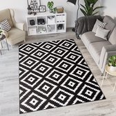 Tapiso Laila Vloerkleed Zwart Wit Modern Gruit Woonkamer Tapijt Maat- 80x150