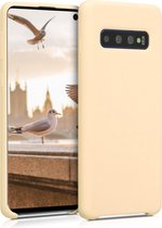 kwmobile telefoonhoesje voor Samsung Galaxy S10 - Hoesje met siliconen coating - Smartphone case in lichtgeel