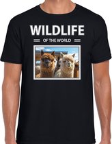 Dieren foto t-shirt Alpaca - zwart - heren - wildlife of the world - cadeau shirt Alpaca's liefhebber 2XL