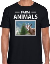 Dieren foto t-shirt Geit - zwart - heren - farm animals - cadeau shirt Geiten liefhebber M