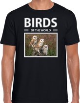 Dieren foto t-shirt Kerkuil - zwart - heren - birds of the world - cadeau shirt Kerkuilen liefhebber S