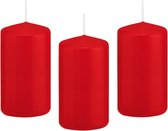 10x Rode cilinderkaars/stompkaars 6 x 12 cm 40 branduren - Geurloze kaarsen - Woondecoraties