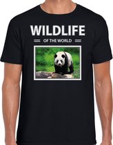 Dieren foto t-shirt Panda - zwart - heren - wildlife of the world - cadeau shirt Pandabeer liefhebber S