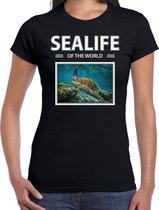 Dieren foto t-shirt Schildpadden - zwart - dames - sealife of the world - cadeau shirt Zeeschildpad liefhebber XL