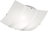 LED Plafondlamp - Plafondverlichting - Torna Niki - E27 Fitting - 2-lichts - Vierkant - Mat Zilver - Glas