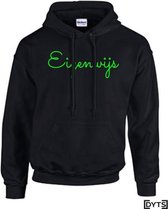 Hoodie | Karakter | Eigenwijs06 | Kids - fluor green, XL 12/14(47cm)