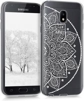 kwmobile telefoonhoesje voor Samsung Galaxy J3 (2017) DUOS - Hoesje voor smartphone in wit / transparant - Halve Indische Bloem design