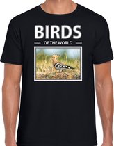 Dieren foto t-shirt Hop - zwart - heren - birds of the world - cadeau shirt Hop vogels liefhebber XL