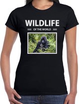 Dieren foto t-shirt Gorilla aap - zwart - dames - wildlife of the world - cadeau shirt Gorillas liefhebber L
