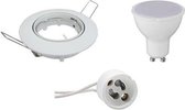 LED Spot Set - GU10 Fitting - Inbouw Rond - Glans Wit - 6W - Helder/Koud Wit 6400K - Kantelbaar Ø82mm