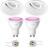 PHILIPS HUE - LED Spot Set GU10 - White and Color Ambiance - Bluetooth - Proma Zano Pro - Inbouw Rond - Mat Wit - Kantelbaar - Ø93mm
