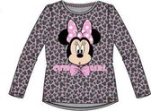 Disney Minnie Mouse longsleeve - grijs/roze - met Minnie All-over glitterprint - maat 92/98 (3 jaar)