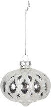 Clayre & Eef Kerstballen Set van 4 Ø 8 cm Wit Glas Ovaal Kerstboomversiering Kerstversiering Kerstdecoratie