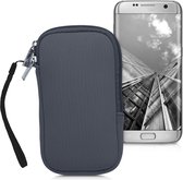 kwmobile telefoontasje universeel geschikt voor M - 5,5" smartphones - 15,2 x 8,3 cm - Hoesje met rits en polslusje -In grijs -