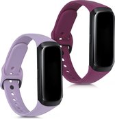 kwmobile 2x armband geschikt voor Samsung Galaxy Fit (SM-R370) - Bandjes voor fitnesstracker in paars / braam