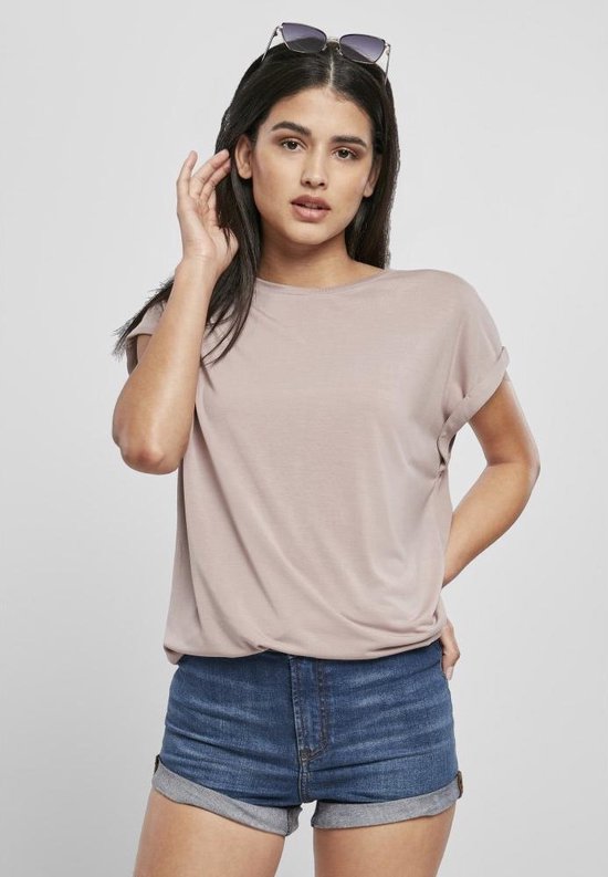 Urban Classics - Color Melange Extended Shoulder Dames T-shirt - M - Roze