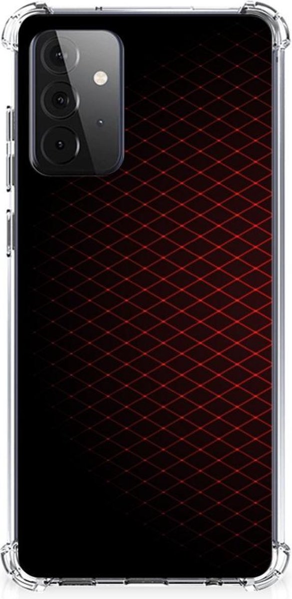 Samsung Galaxy A72 4G/5G Doorzichtige Silicone Hoesje Geruit Rood