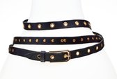 Elvy Fashion - Eyelets/Studs Belt Women 20750 - Black Gold - One Size