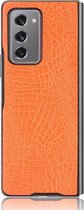 Mobigear Hoesje geschikt voor Samsung Galaxy Z Fold 2 Telefoonhoesje Hardcase | Mobigear Croco Backcover | Galaxy Z Fold 2 Case | Back Cover - Oranje
