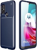 Motorola Moto G10/G20/G30 Hoesje Siliconen Carbon TPU Back Cover Blauw