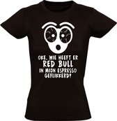Redbull in Espresso Dames t-shirt | koffie | energiedrank | adhd | energy |  Zwart