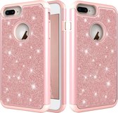 Glitterpoeder Contrast Skin schokbestendig siliconen + pc-beschermhoes voor iPhone 6 Plus & 6s Plus & 7 Plus & 8 Plus (rosÃ©goud)