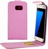 Voor Galaxy S7 / G930 Plain Texture Verticale Flip Leather Case Heuptas met Magnetische Gesp & Kaartsleuf (Roze)