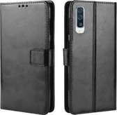 Retro Crazy Horse Texture Horizontale Flip Leren Case voor Galaxy A70, met houder & kaartsleuven & fotolijst (zwart)