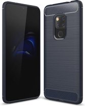 Geborsteld textuur koolstofvezel schokbestendig TPU-hoesje voor Huawei Mate 20 (marineblauw)