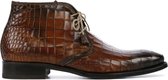 Harris Mannen Leren Crocoprint Veterboots / Laarzen / Herenschoenen 0972 - Cognac - maat 42