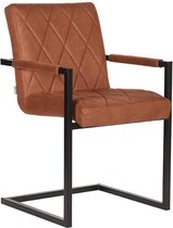 Nancy's Denmark Eetkamerstoel - Stoel - Eetkamerstoelen met armleuning - Industrieel - Microfiber - Cognac - 55 x 55 x 85 cm