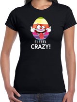 Vrolijk Paasei ei feel crazy t-shirt / shirt - zwart - dames - Paas kleding / outfit 2XL