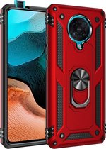 POCO F2 Pro Hoesje - Mobigear - Armor Ring Serie - Hard Kunststof Backcover - Rood - Hoesje Geschikt Voor POCO F2 Pro