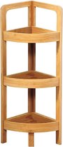 Badkamer Hoek kast FSC Bamboe met 3 Planken | Open opbergkast met 3 planken voor in de Hoek | Badkamerkast Opberg Rek | Hoek Kast meubel | Stellingkast | Afm. 77 x 23 x 23 Cm. | Kleur: Bamboe
