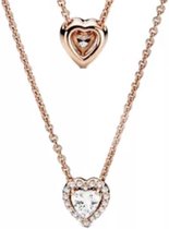 Tracelet - Zilveren Kettingen | Ketting Hart Rosé | Met zirkonia | 925 Sterling Zilver - 925 Keurmerk stempel - 925 Zilver Certificaat | Valentijn tip
