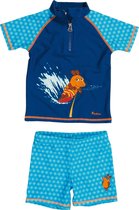 Playshoes UV zwemsetje Kinderen korte mouwen Blauwe Muis - Blauw - Maat 74/80