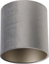 QAZQA taupe-cilinder-velours - Klassieke Lampenkap - Ø 20 cm - Grijs -