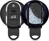 kwmobile autosleutelhoesje voor Mini 3-knops Smart Key autosleutel - sleutelcover van TPU in zwart / metallic zwart - Sneeuwbol met Sterren design