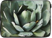 Laptophoes 14 inch - Detailfoto van een mintgroene cactus - Laptop sleeve - Binnenmaat 34x23,5 cm - Zwarte achterkant