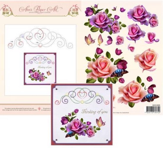 Sheet 9 Rose Romantica 3D Card Embroidery Sheet - Ann's Paper Art 10 stuks