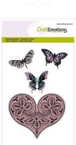 CraftEmotions stempel A6 - hart en vlinders Happiness