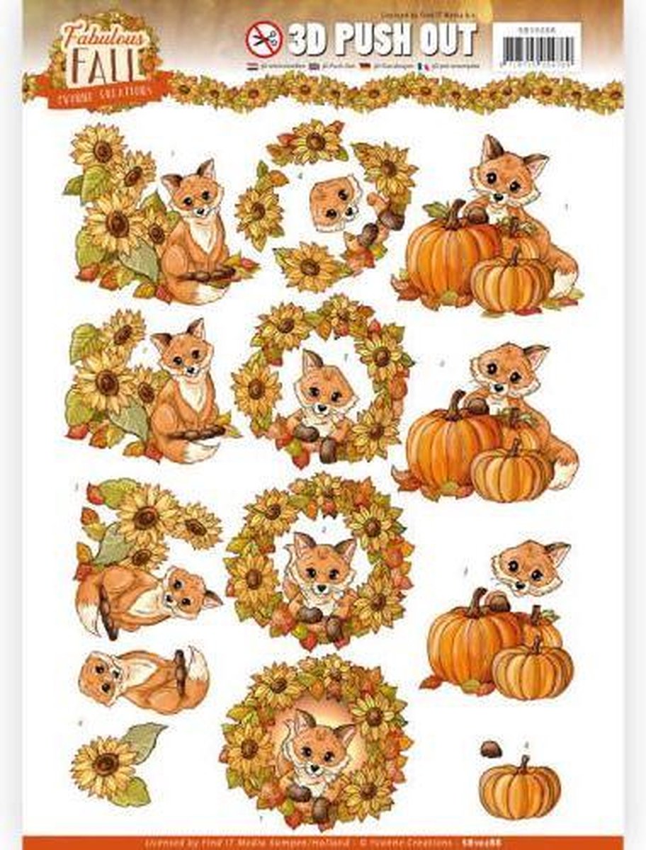 Fabulous Foxes Fabulous Fall 3D-Uitdrukvel Push-Out Yvonne Creations