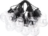 LED Lichtsnoer met Zonne-energie - Dag en Nacht Sensor - Igna Ligo - 20W - Warm Wit 3000K - 5.8 Meter - 20 LED's Transparant - Waterdicht IP44 - Zwart