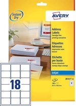 Inkjetetiket Avery 63 - 5x46 - 6mm wit 10 vel 18 etiketten per vel