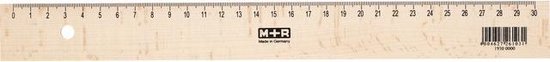 M+R liniaal - 30 cm - hout - met metaalinleg - MR-19300000