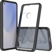 Mobigear Hoesje geschikt voor Google Pixel 4a 5G Telefoonhoesje Hardcase | Mobigear Crystal Backcover | Pixel 4a 5G Case | Back Cover - Transparant / Zwart